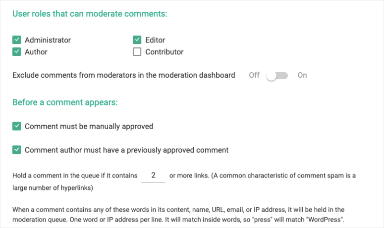 Thrive comments moderation