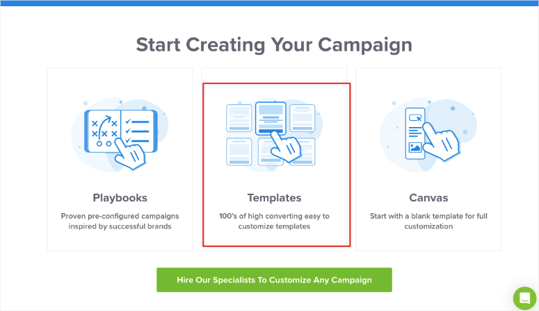 start creating your campaign in optinmonster