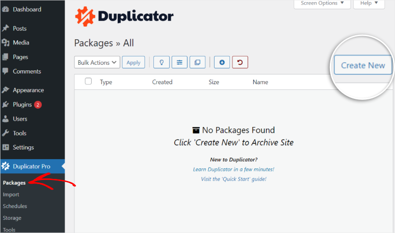 duplicator create package