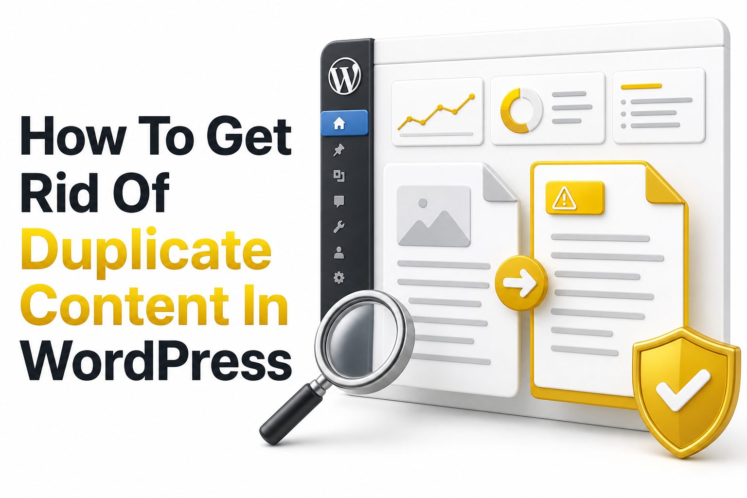 how-to-get-rid-of-duplicate-content-in-wordpress WordPress dashboard showing duplicate content cleanup and canonical URL settings